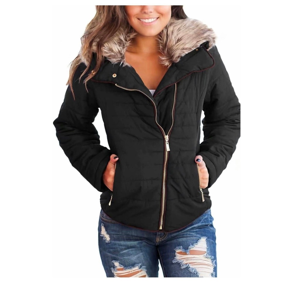 Womens  Fashion Zip Up Quilted Jacket Coat Outerwear‎ Y2K